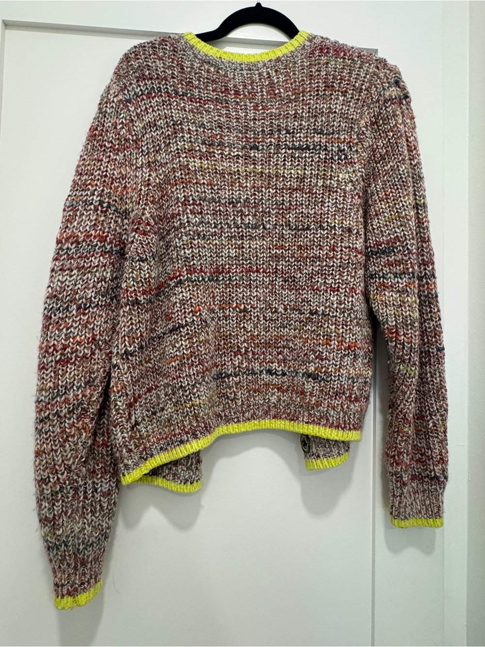 Free People Multicolor Knit Cardigan with Neon Yellow Trim - Picture 5 of 6